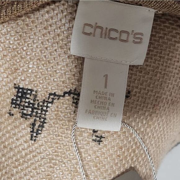 CHICO'S mixed rib shine pullover‎ sweater LS pattern gold size 1 medium NEW - Picture 3 of 7